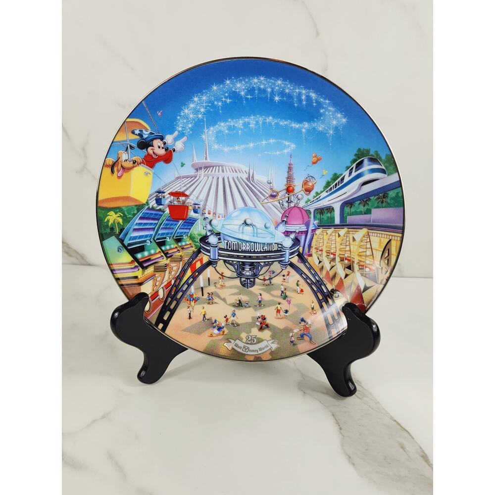 Walt Disney World Mickey Wall Decor Plate Tomorrowland 8" Anniversary Porcelain